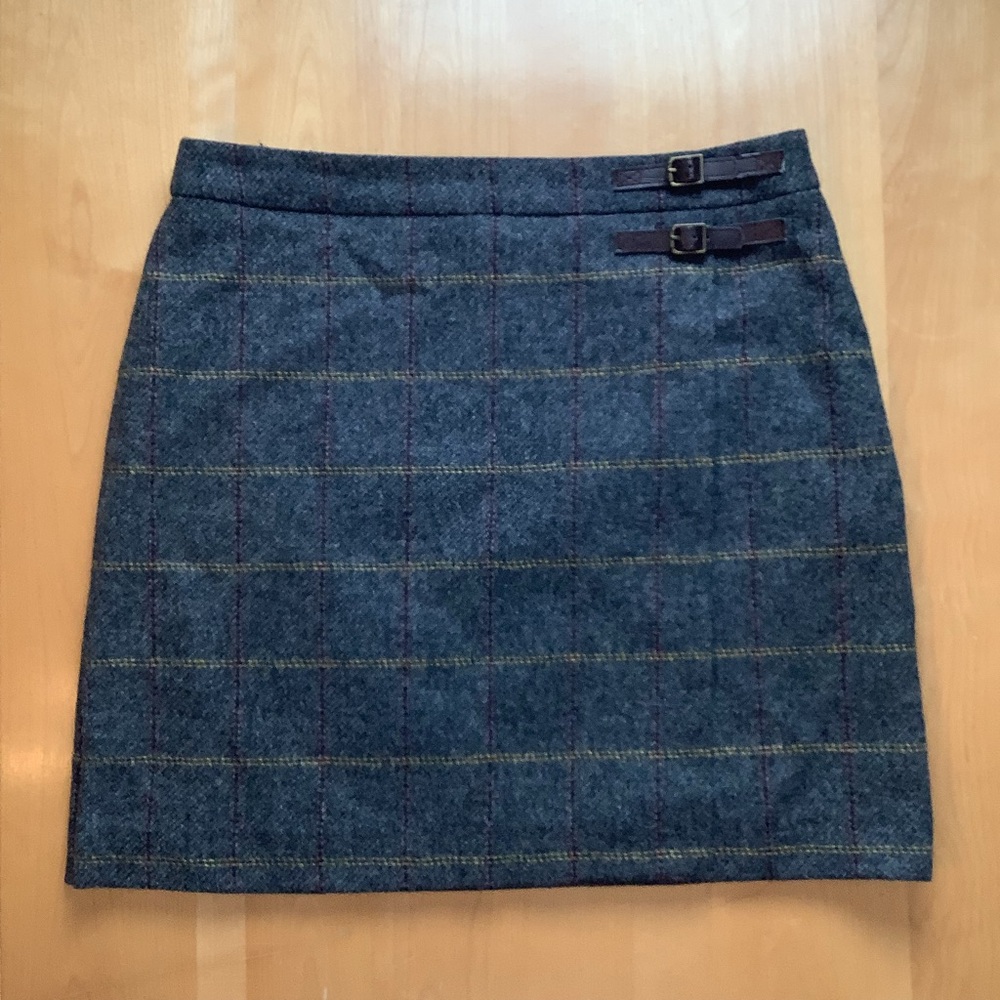 Boden British Tweed by Moon Plaid Wool Skirt 8